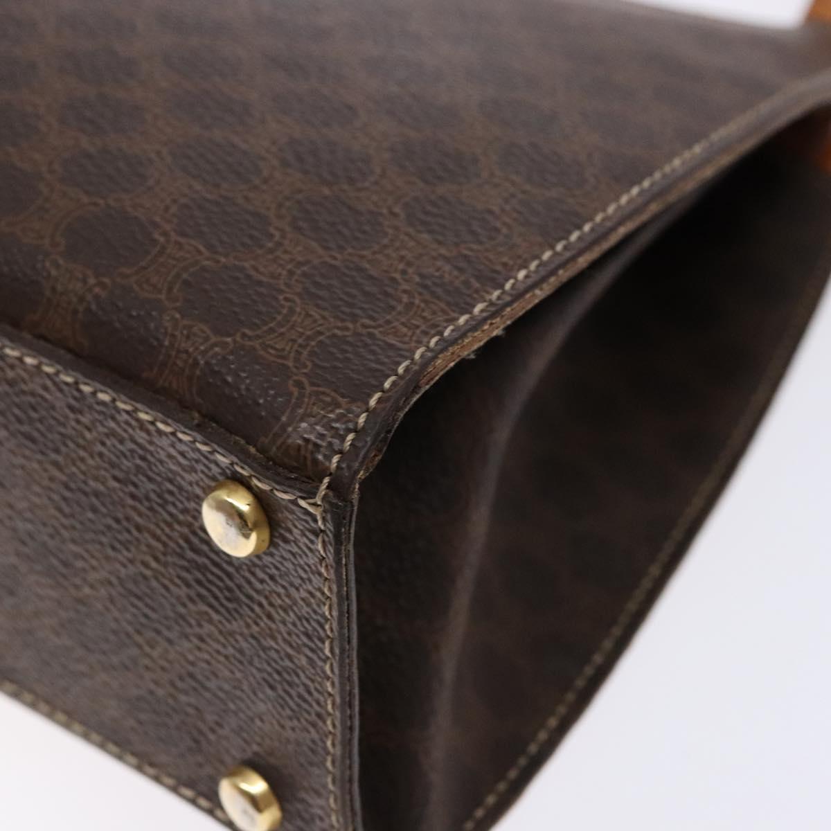 CELINE Macadam Canvas Hand Bag PVC Leather Brown Gold Auth 134810