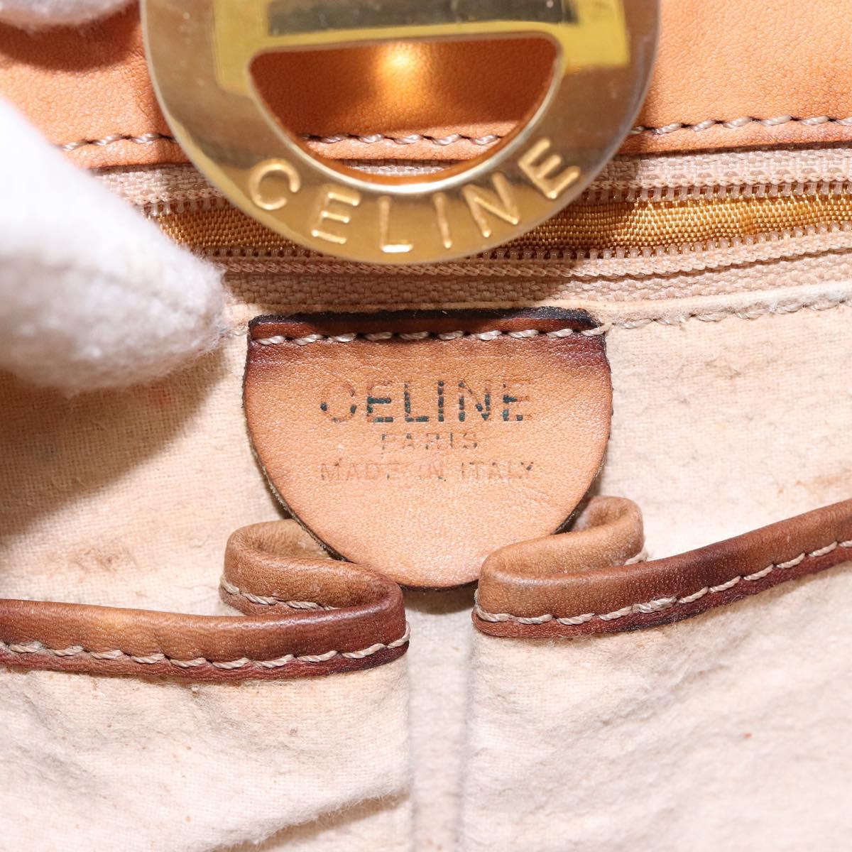 CELINE Macadam Canvas Hand Bag PVC Leather Brown Gold Auth 134810
