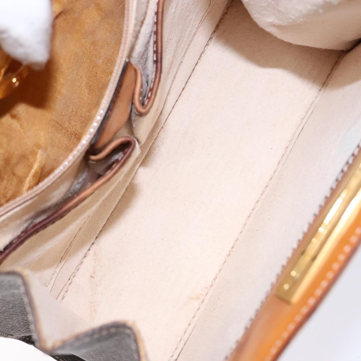 CELINE Macadam Canvas Hand Bag PVC Leather Brown Gold Auth 134810