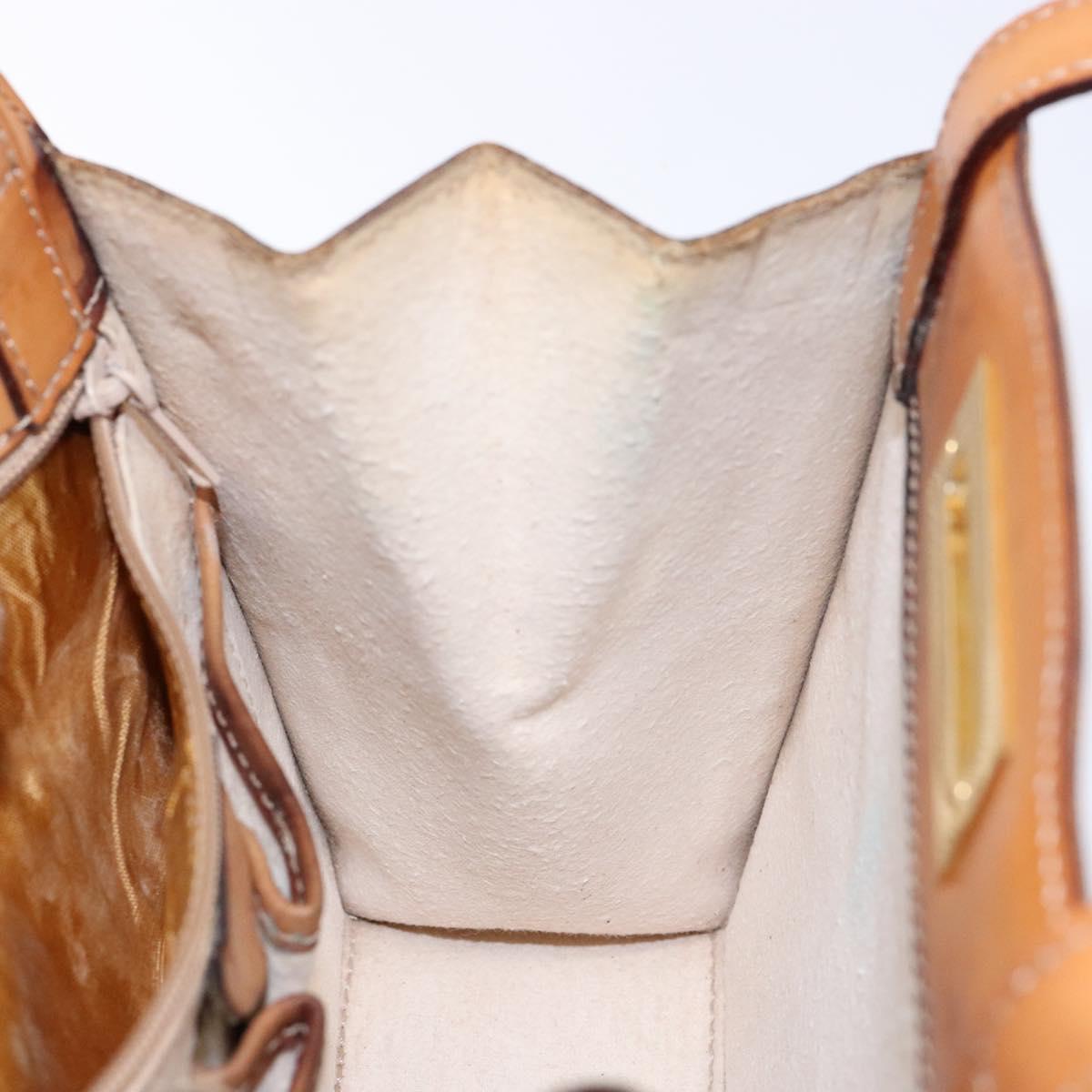CELINE Macadam Canvas Hand Bag PVC Leather Brown Gold Auth 134810