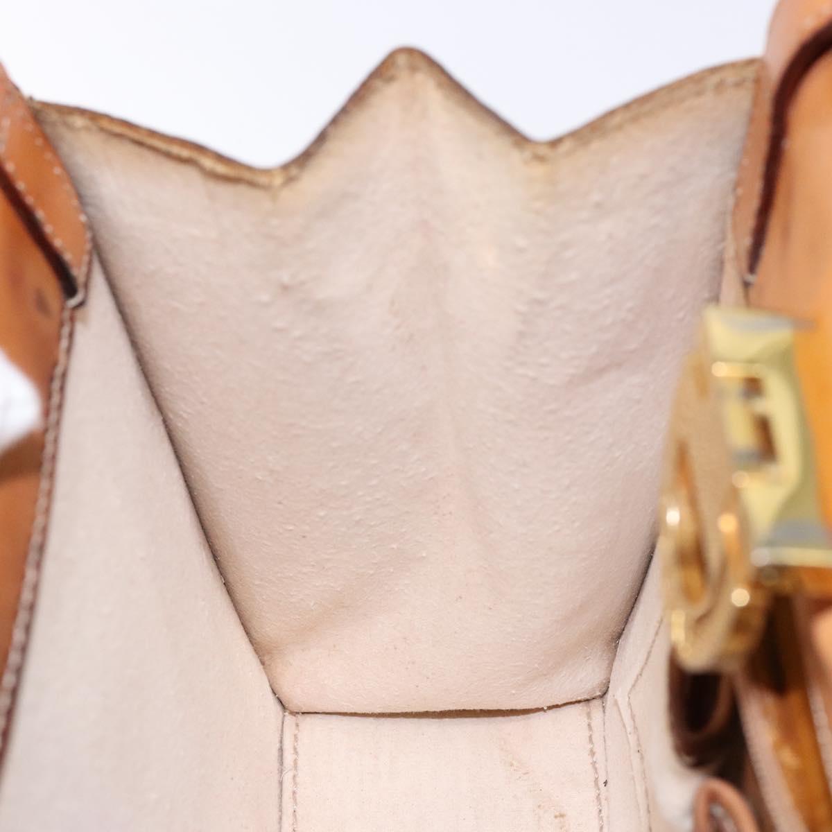 CELINE Macadam Canvas Hand Bag PVC Leather Brown Gold Auth 134810