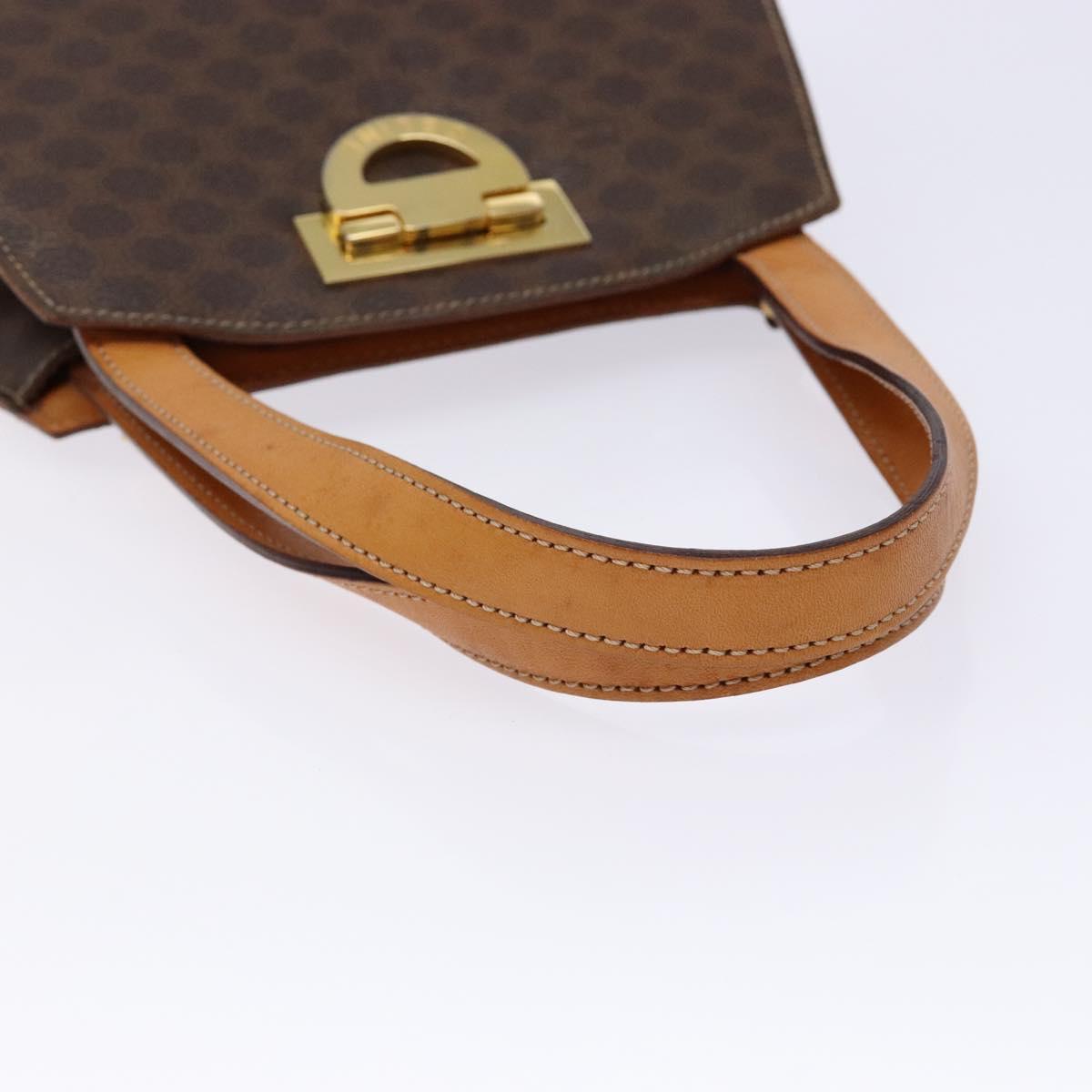 CELINE Macadam Canvas Hand Bag PVC Leather Brown Gold Auth 134810
