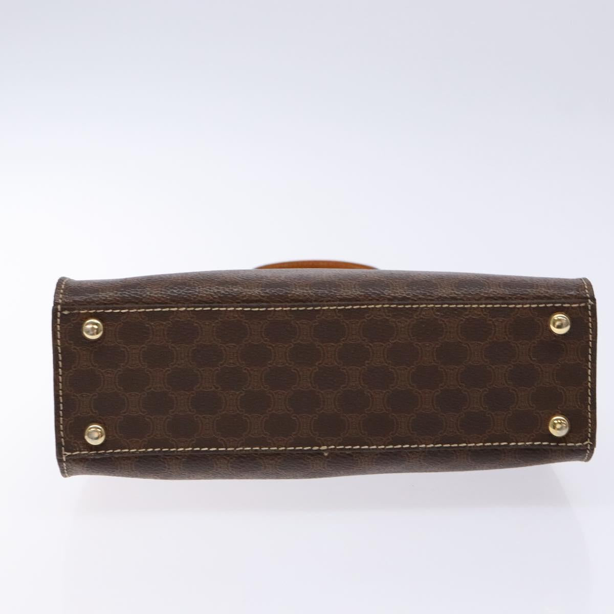 CELINE Macadam Canvas Hand Bag PVC Leather Brown Gold Auth 134810
