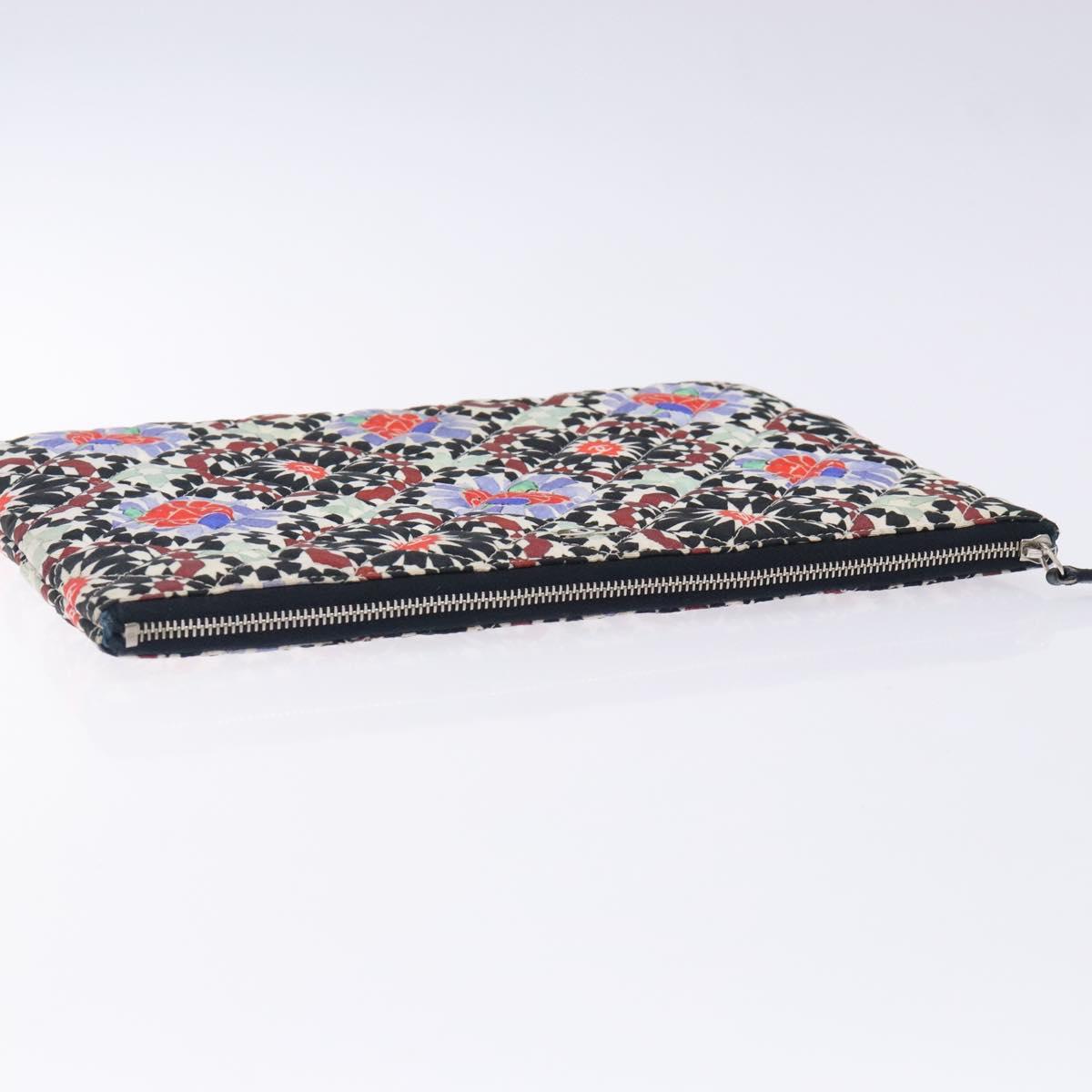 CHANEL Matelasse Clutch Bag Nylon Multicolor Silver CC Auth 134823