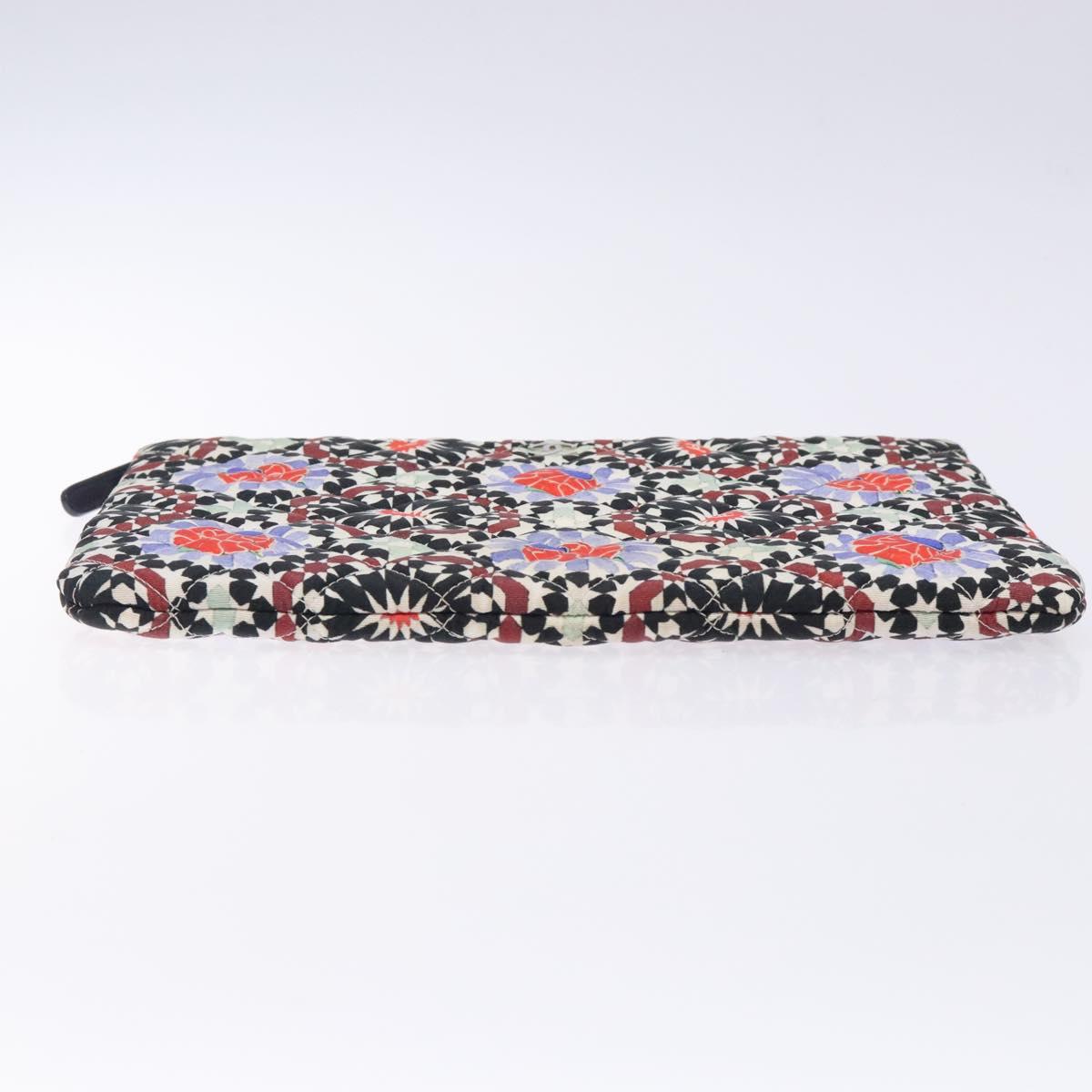 CHANEL Matelasse Clutch Bag Nylon Multicolor Silver CC Auth 134823