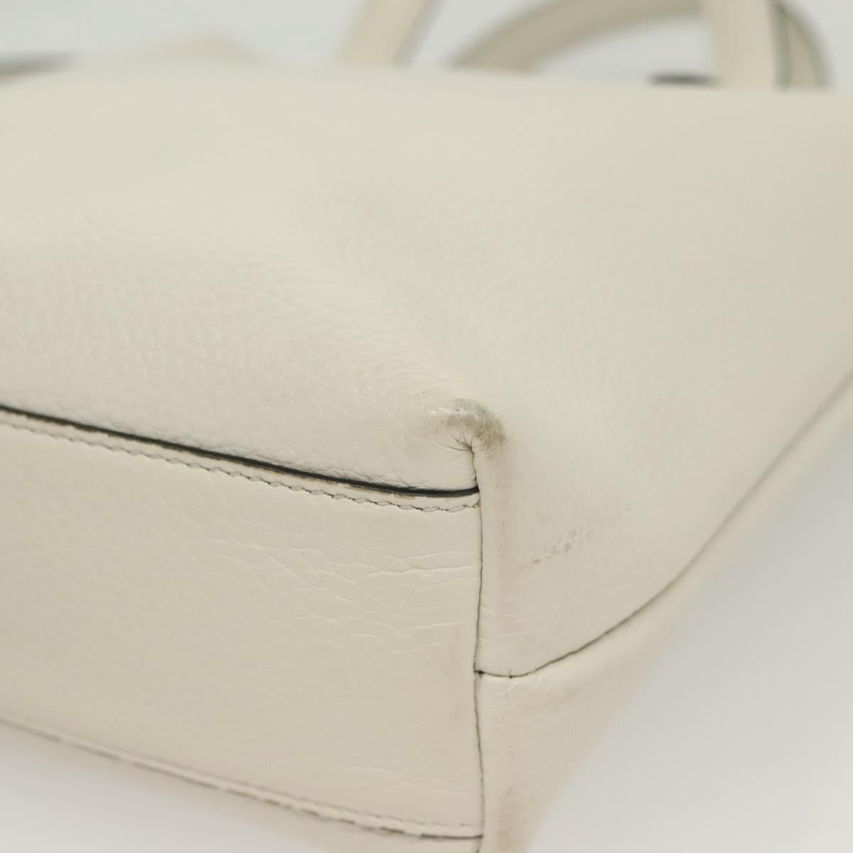Salvatore Ferragamo Gancini Hand Bag Leather 2way White Gold Auth 134826