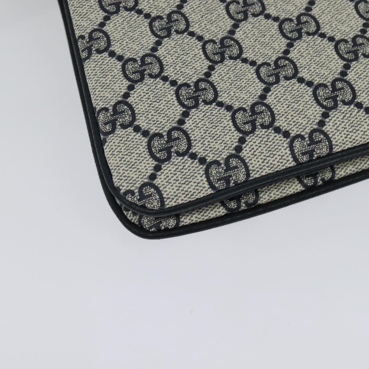 GUCCI GG Supreme Sherry Line Shoulder Bag PVC Navy Gold 41 02 013 Auth 134831