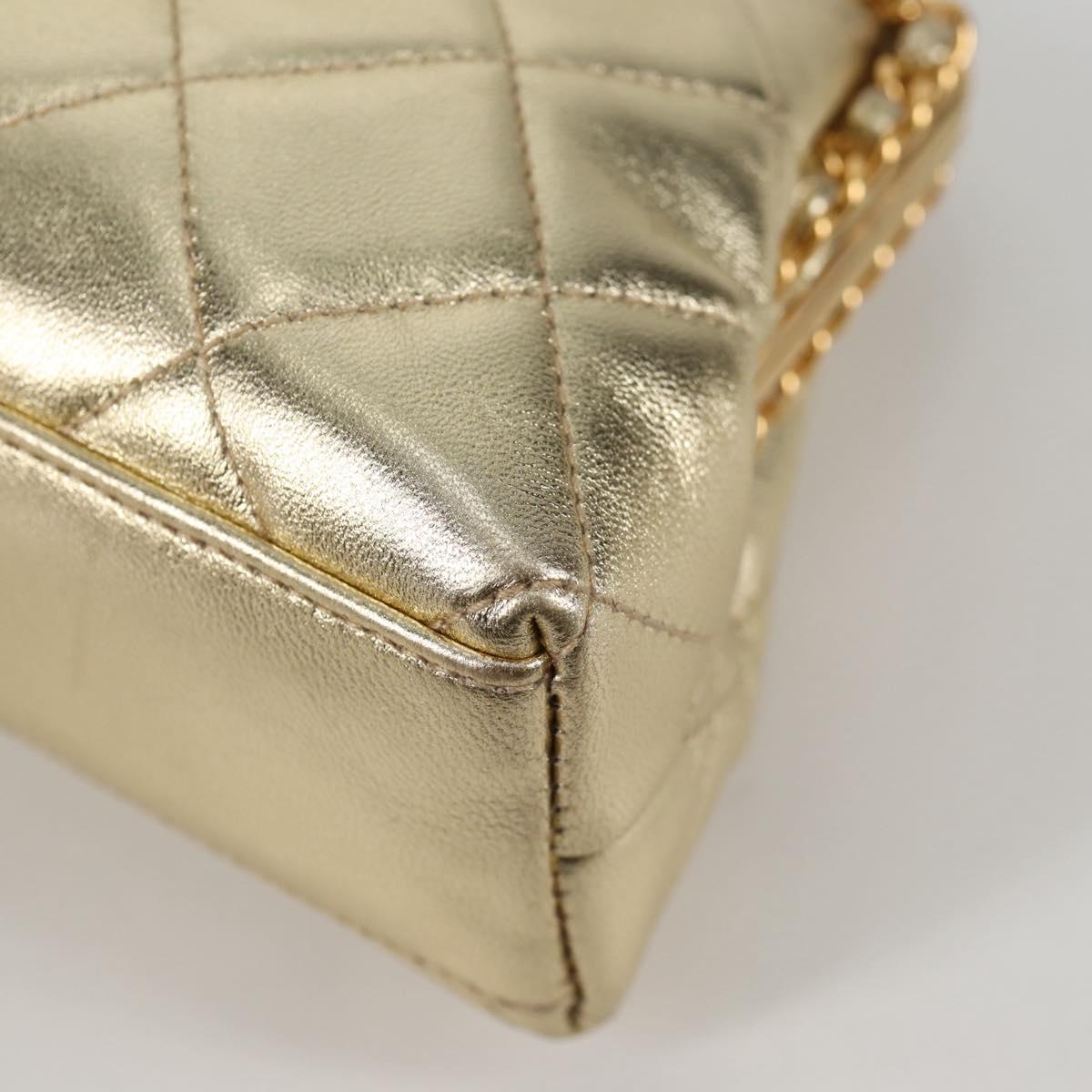 CHANEL Matelasse Chain Shoulder Bag Leather Gold CC Auth 134853SM