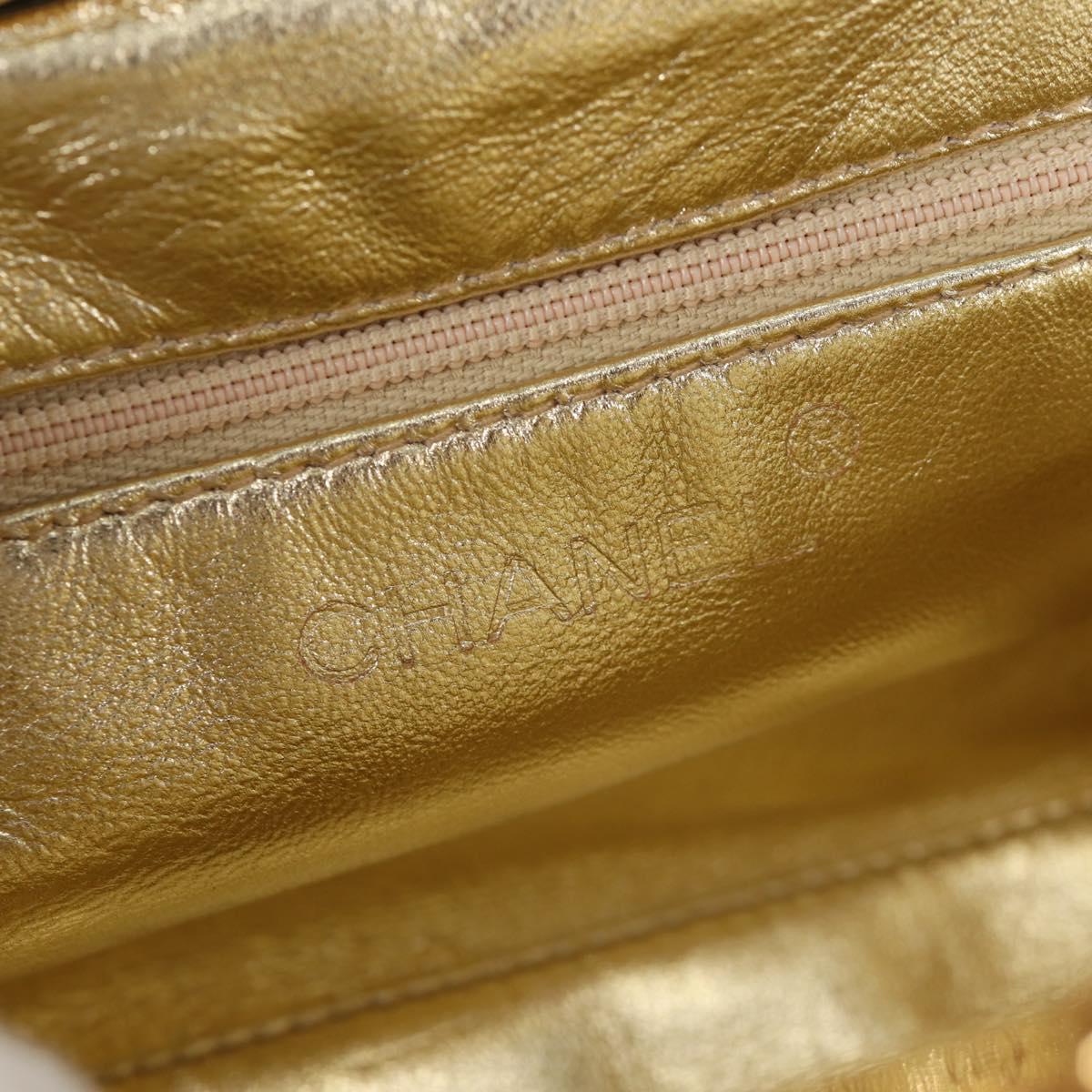 CHANEL Matelasse Chain Shoulder Bag Leather Gold CC Auth 134853SM