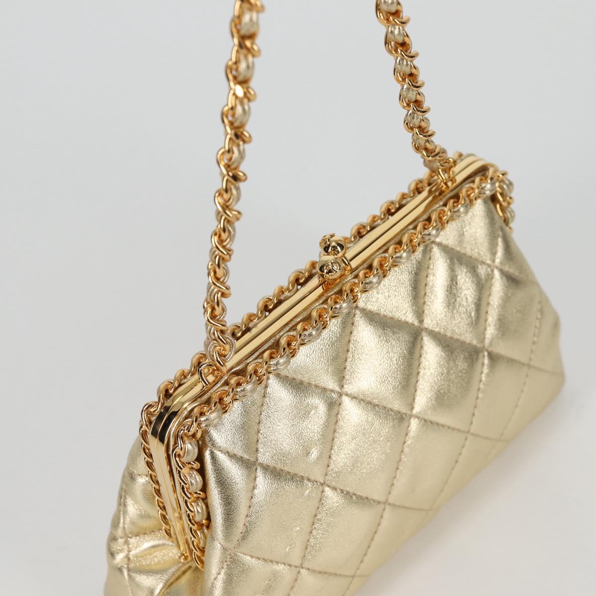 CHANEL Matelasse Chain Shoulder Bag Leather Gold CC Auth 134853SM