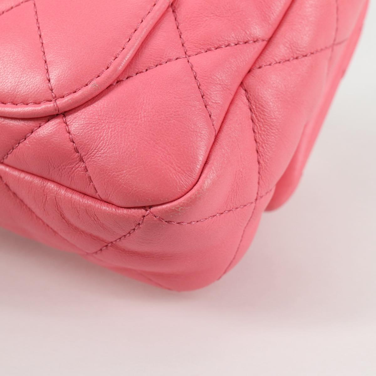 CHANEL Matelasse Chain Shoulder Bag Leather Pink Gold CC Auth 134854M