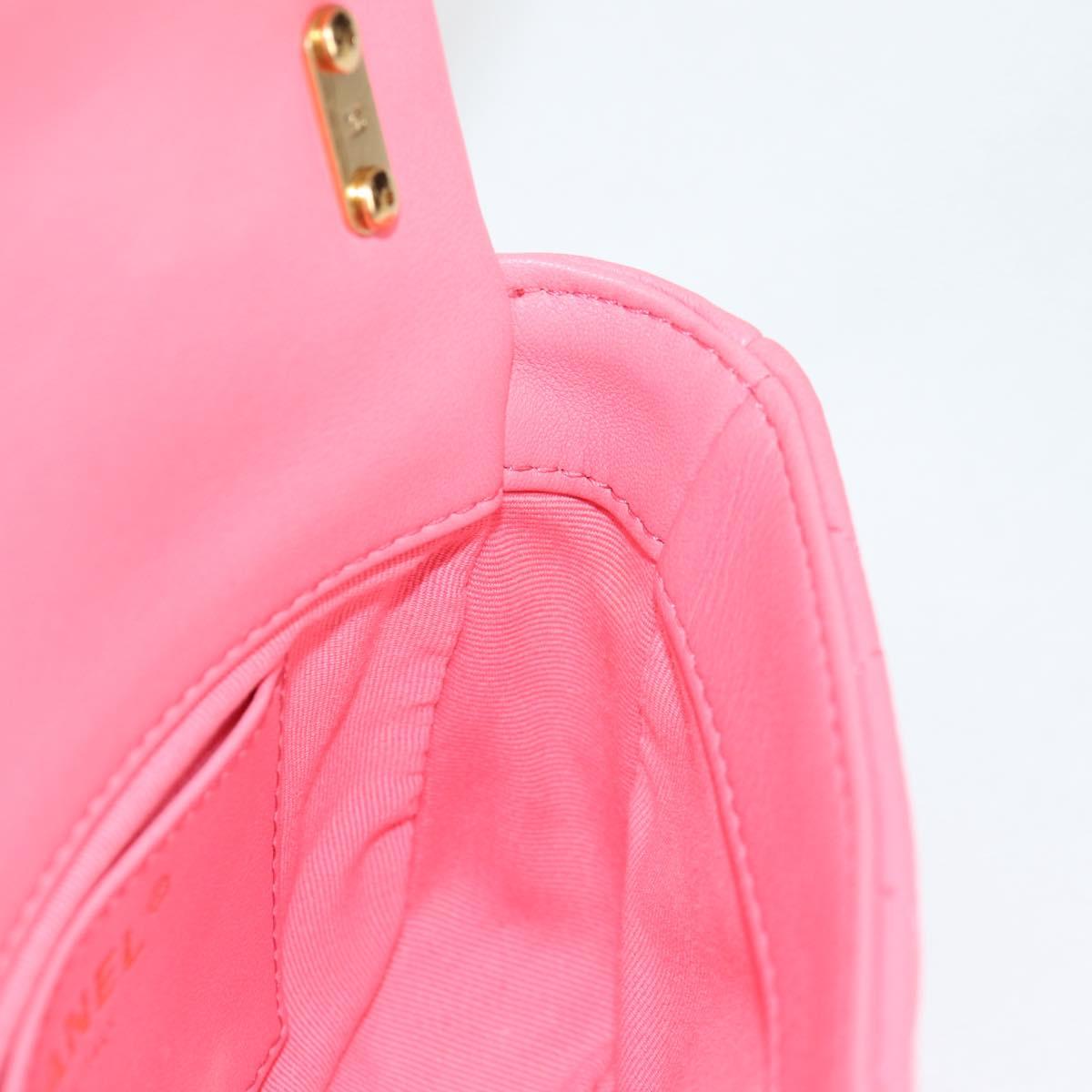 CHANEL Matelasse Chain Shoulder Bag Leather Pink Gold CC Auth 134854M
