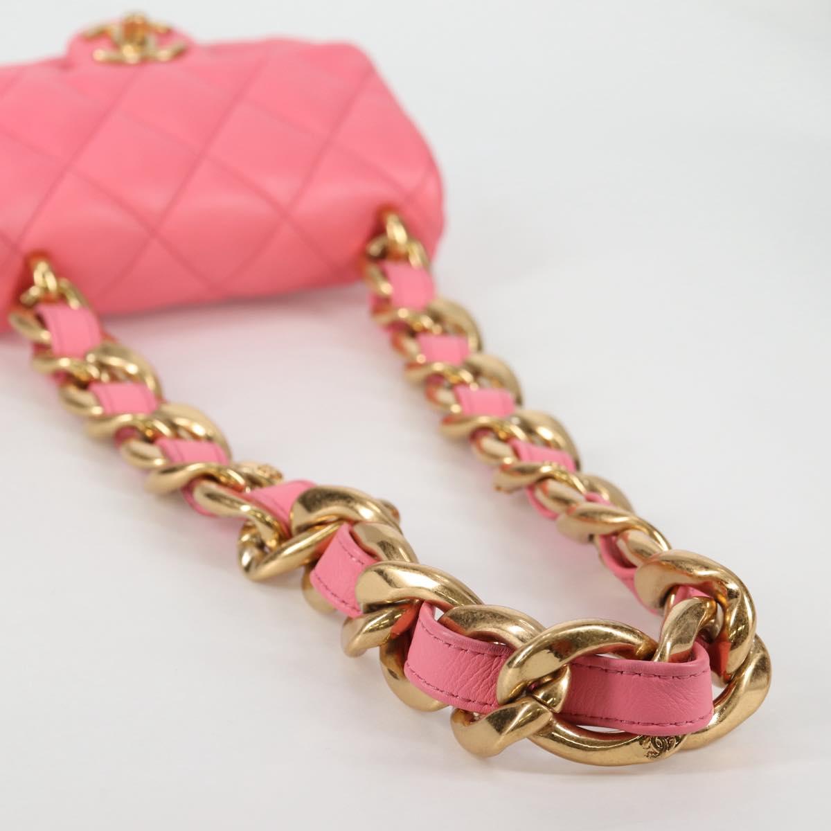 CHANEL Matelasse Chain Shoulder Bag Leather Pink Gold CC Auth 134854M