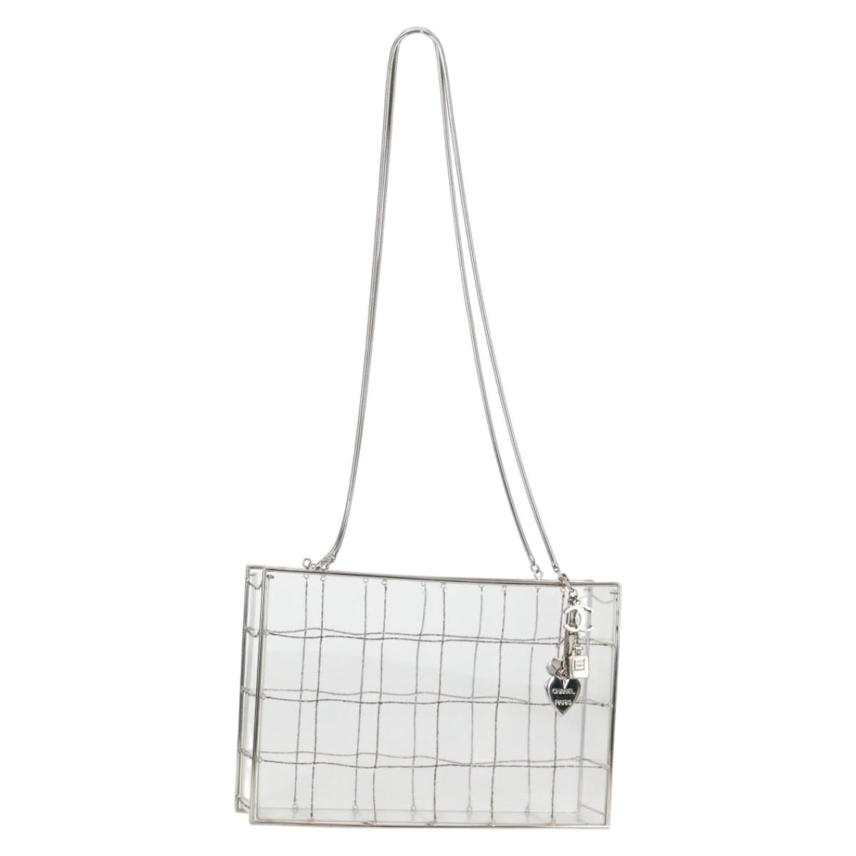 CHANEL Chain Tote Bag plastic Clear CC Auth 134859SM