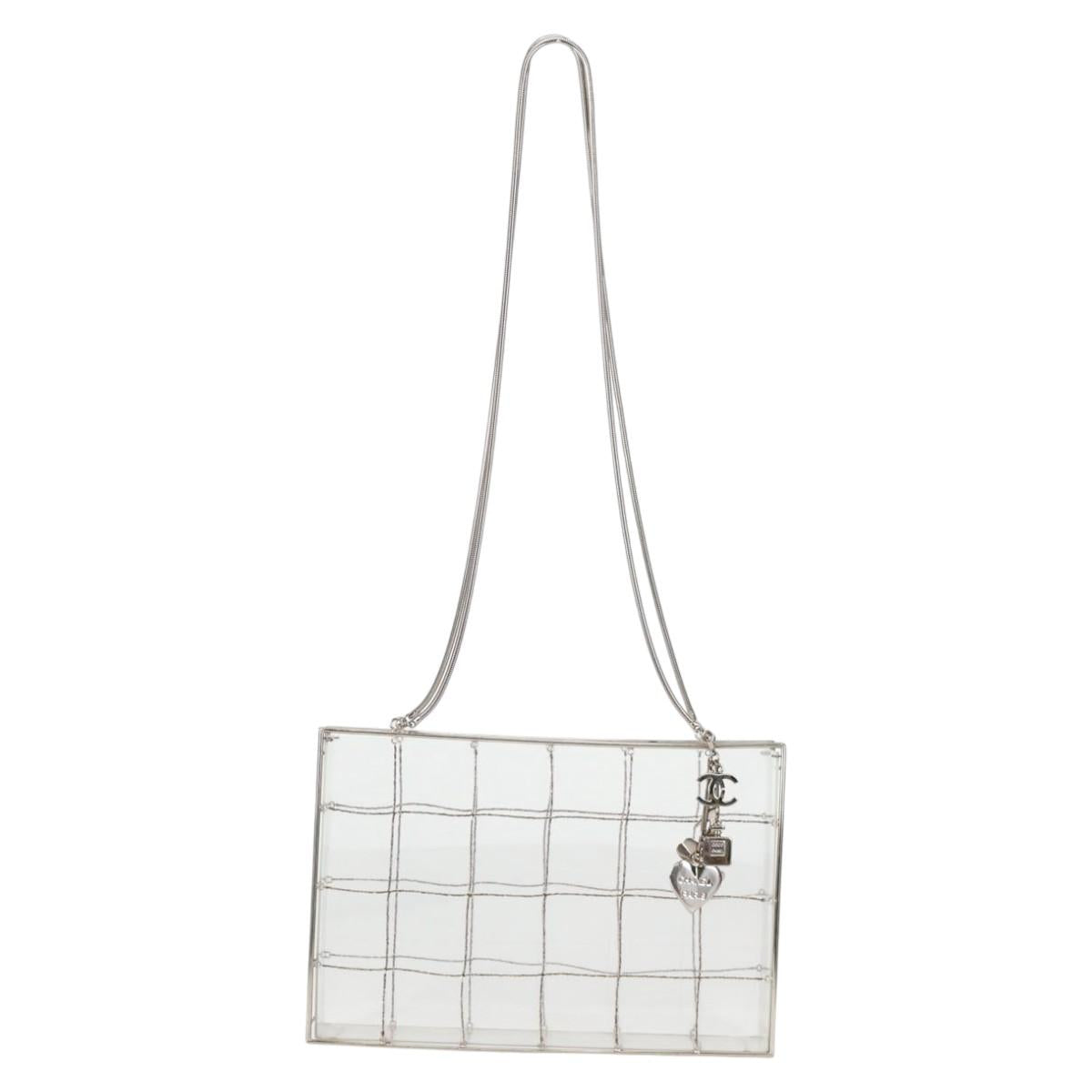 CHANEL Chain Tote Bag plastic Clear CC Auth 134859SM