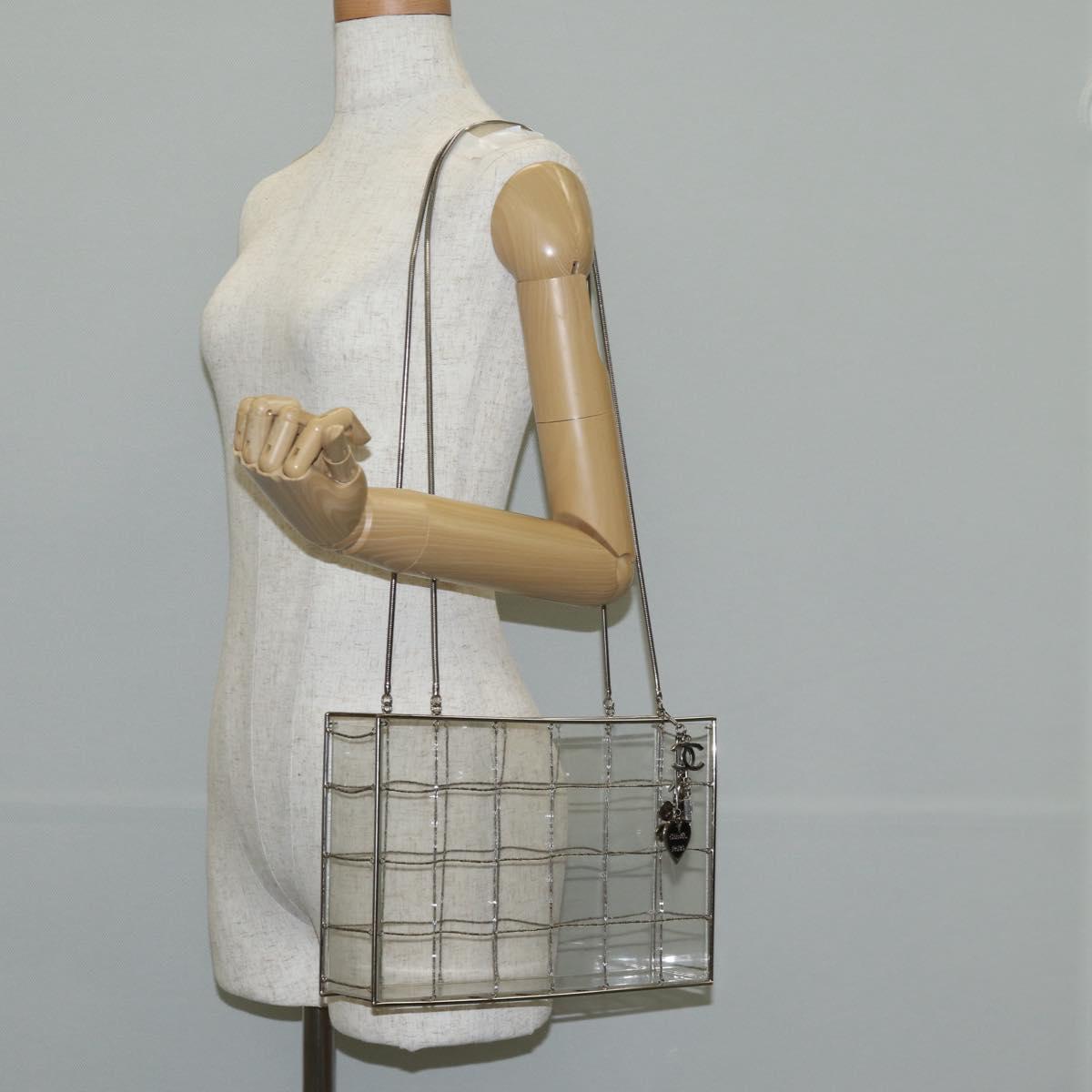 CHANEL Chain Tote Bag plastic Clear CC Auth 134859SM
