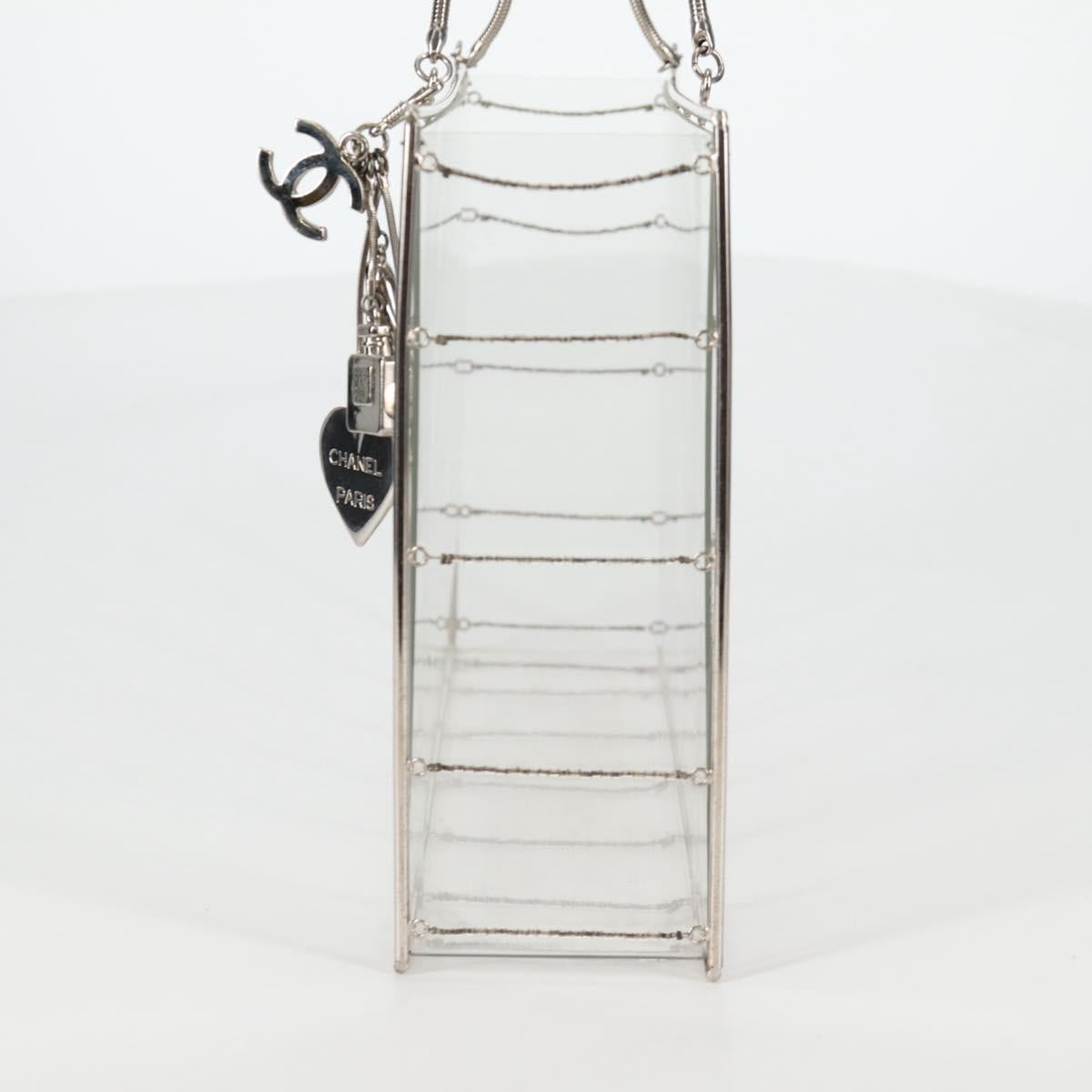 CHANEL Chain Tote Bag plastic Clear CC Auth 134859SM
