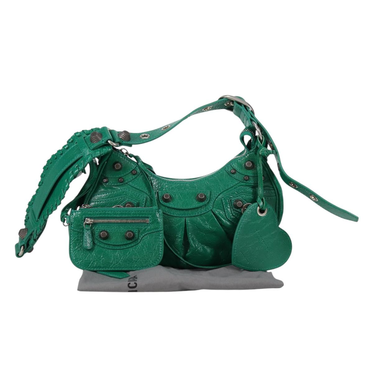 BALENCIAGA Le Cagole XS Shoulder Bag Leather 2way Green 671309 Auth 134862M