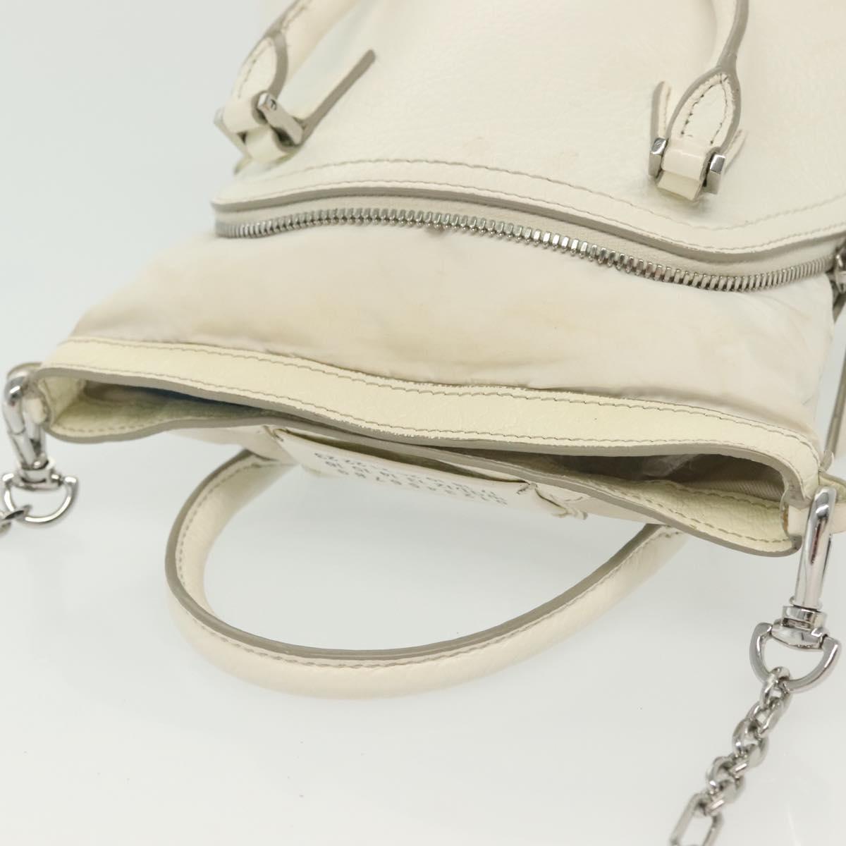 Maison Margiela 5AC Mini Hand Bag Leather 2way White Silver Auth 134868