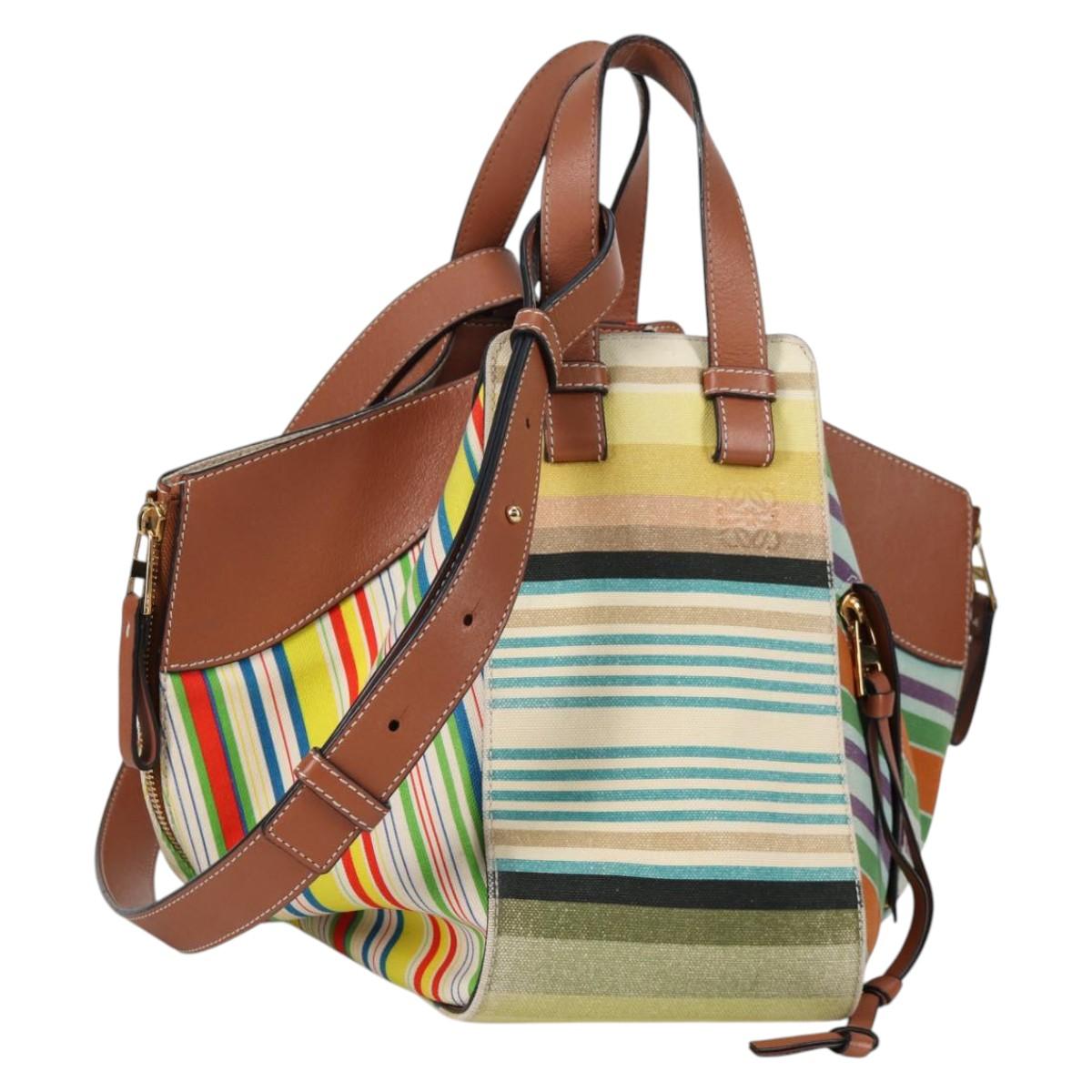 LOEWE Hand Bag Canvas 2way Multicolor Gold Auth 134870SAM