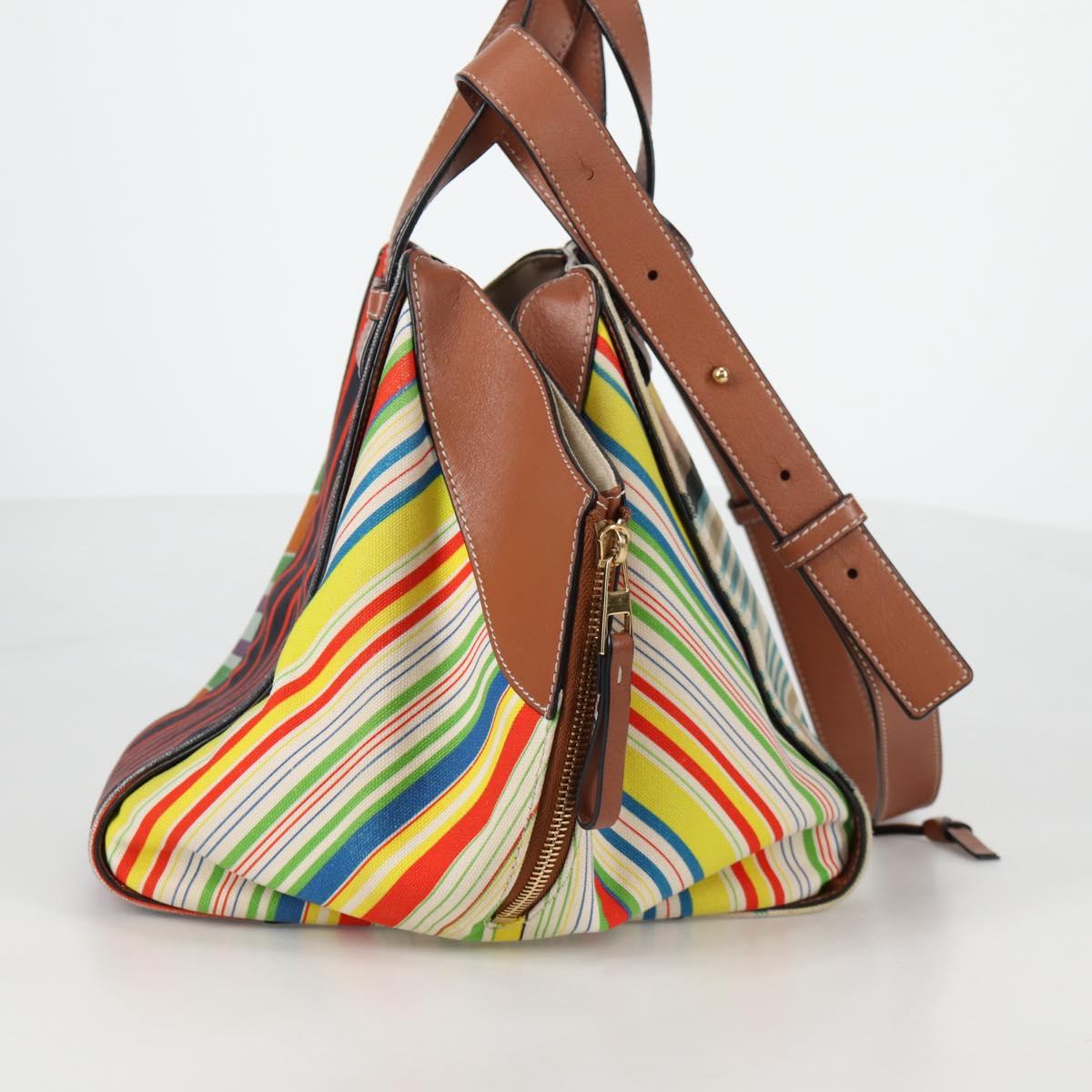 LOEWE Hand Bag Canvas 2way Multicolor Gold Auth 134870SAM