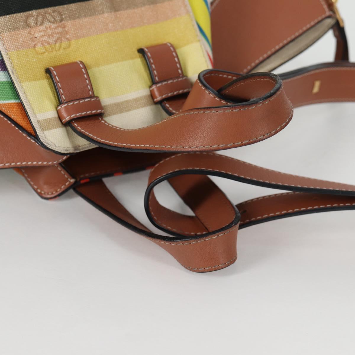 LOEWE Hand Bag Canvas 2way Multicolor Gold Auth 134870SAM