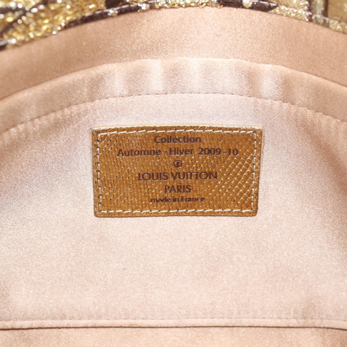 LOUIS VUITTON Monogram Brocade Tari Clutch Bag Gold M93142 LV Auth 134873V
