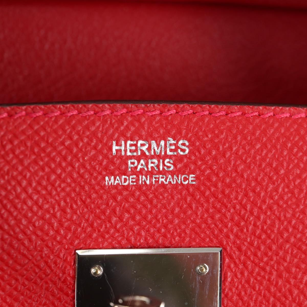 HERMES Birkin 30 Hand Bag Leather Red Silver Auth 134875SM