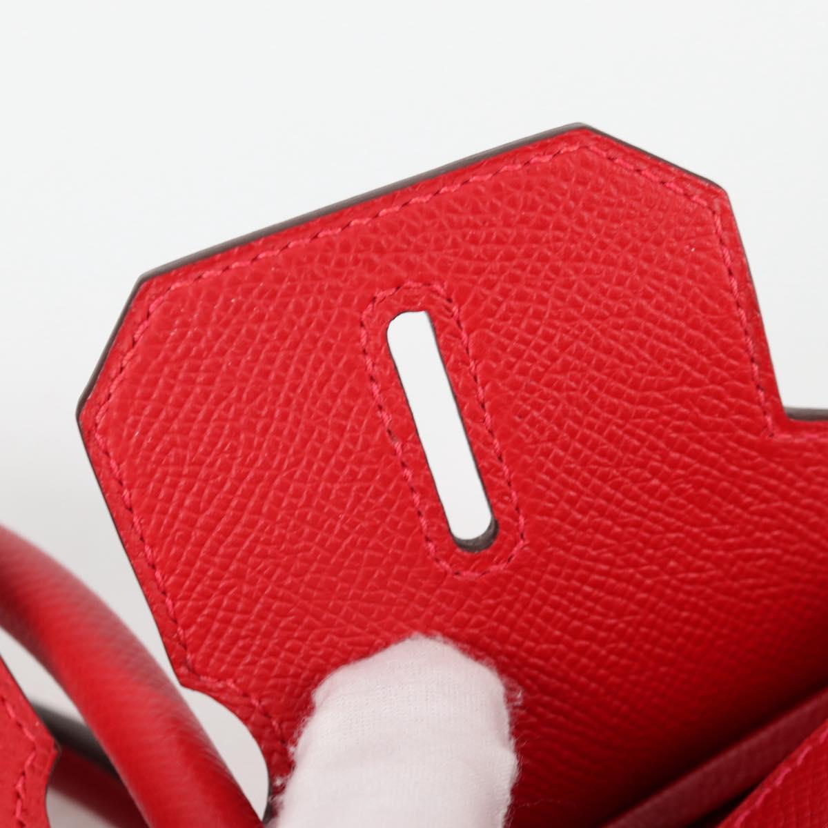 HERMES Birkin 30 Hand Bag Leather Red Silver Auth 134875SM