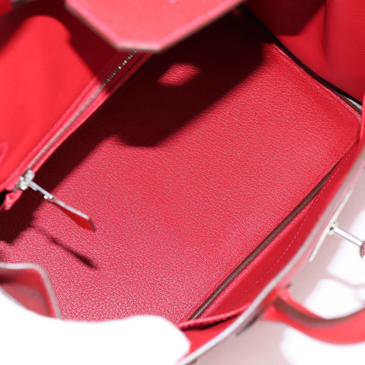 HERMES Birkin 30 Hand Bag Leather Red Silver Auth 134875SM