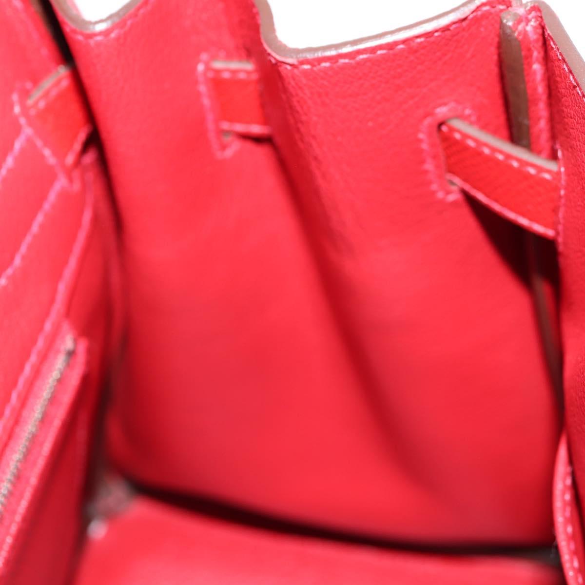 HERMES Birkin 30 Hand Bag Leather Red Silver Auth 134875SM