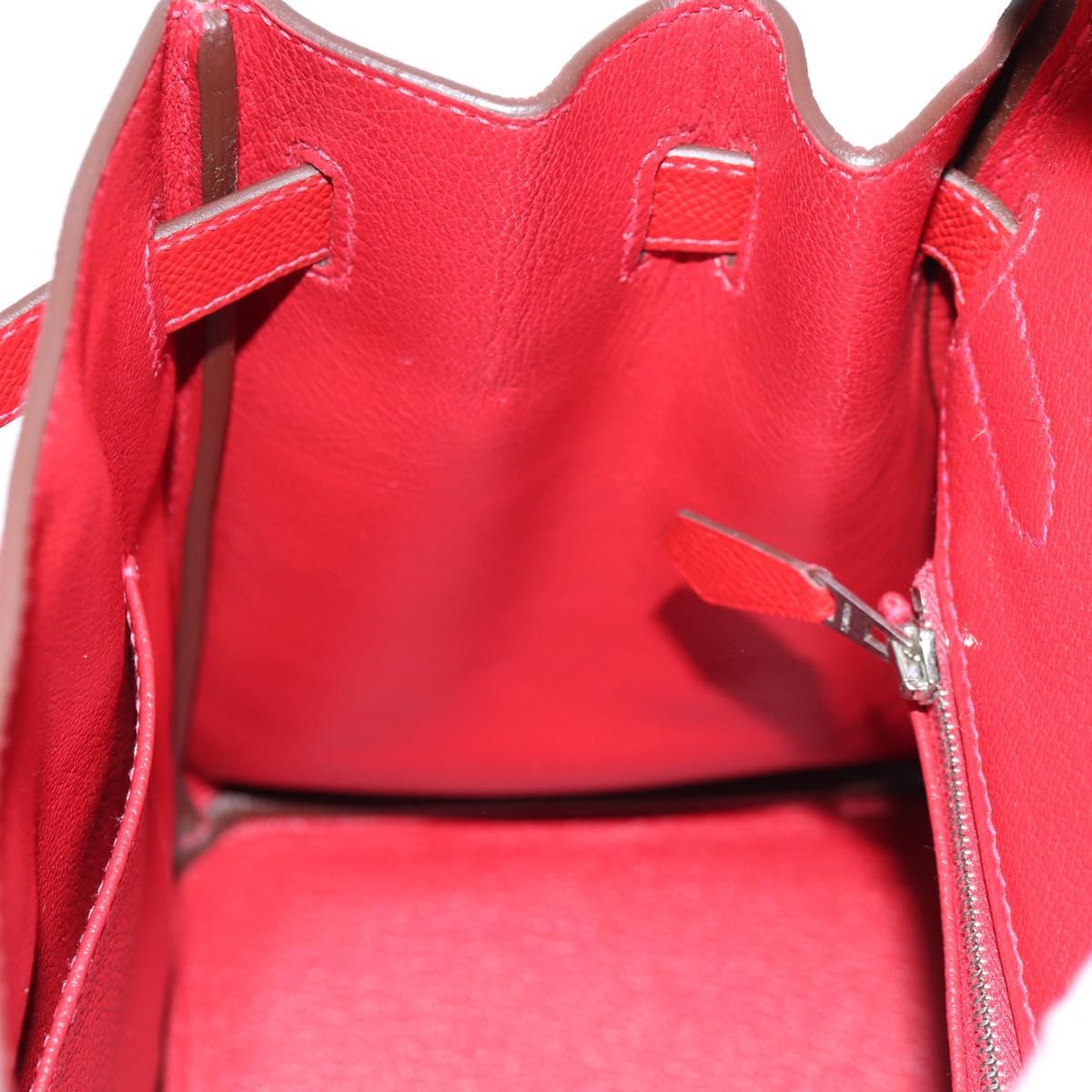 HERMES Birkin 30 Hand Bag Leather Red Silver Auth 134875SM