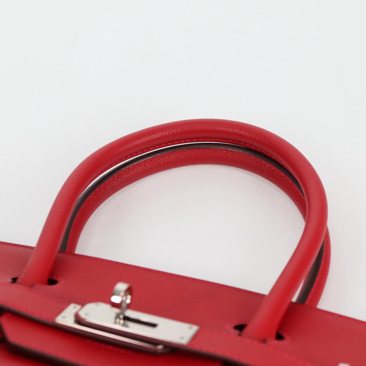 HERMES Birkin 30 Hand Bag Leather Red Silver Auth 134875SM