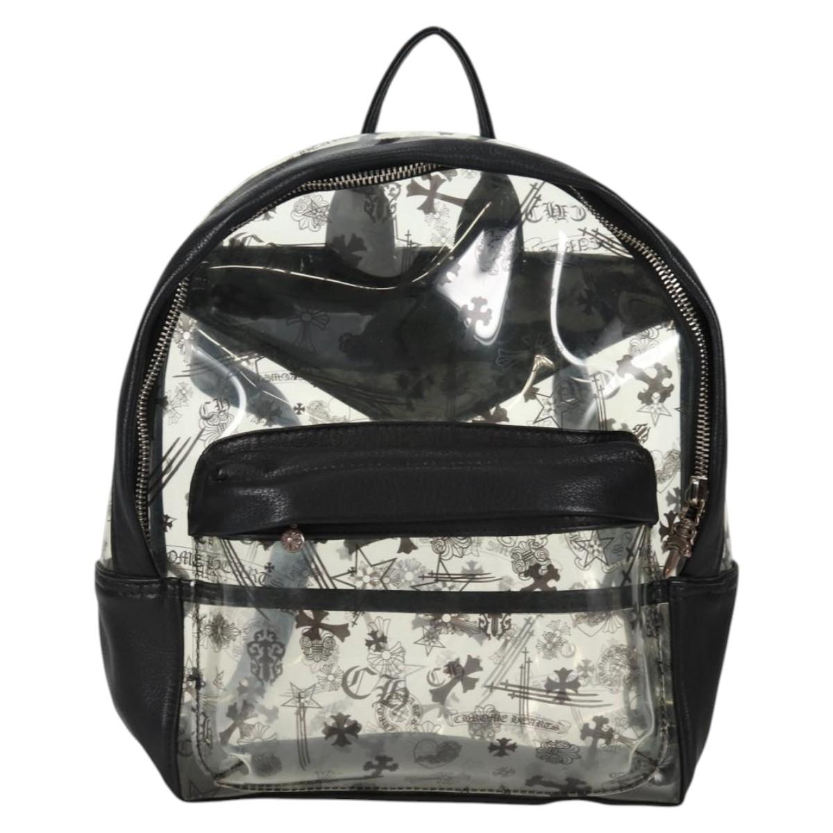 Chrome Hearts PVC BACK TO SCHOOL Backpack Vinyl Leather Black Auth 134876SAM