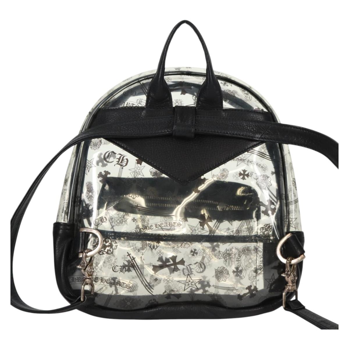 Chrome Hearts PVC BACK TO SCHOOL Backpack Vinyl Leather Black Auth 134876SAM