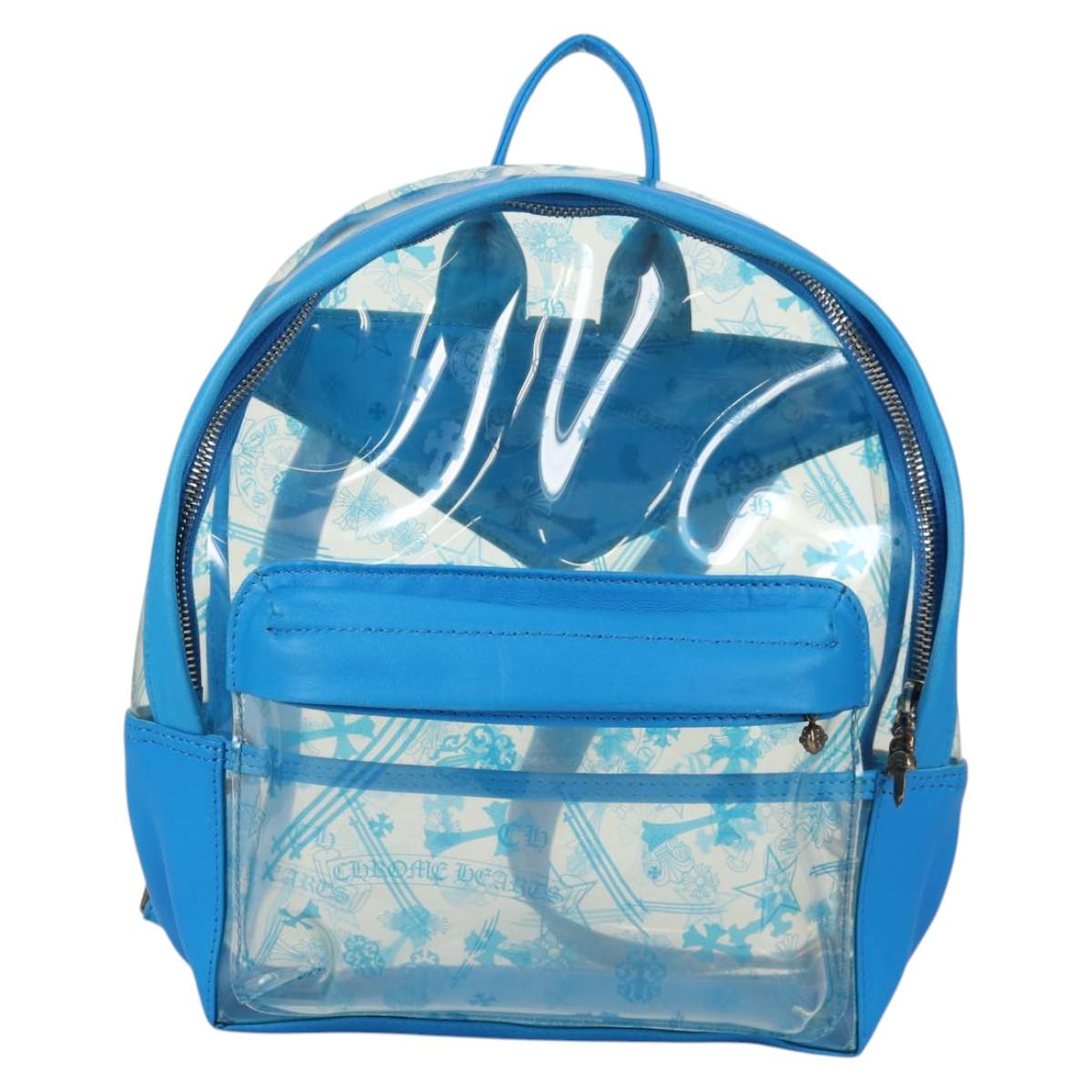 Chrome Hearts PVC BACK TO SCHOOL Backpack Vinyl Leather Blue Auth 134878SAM