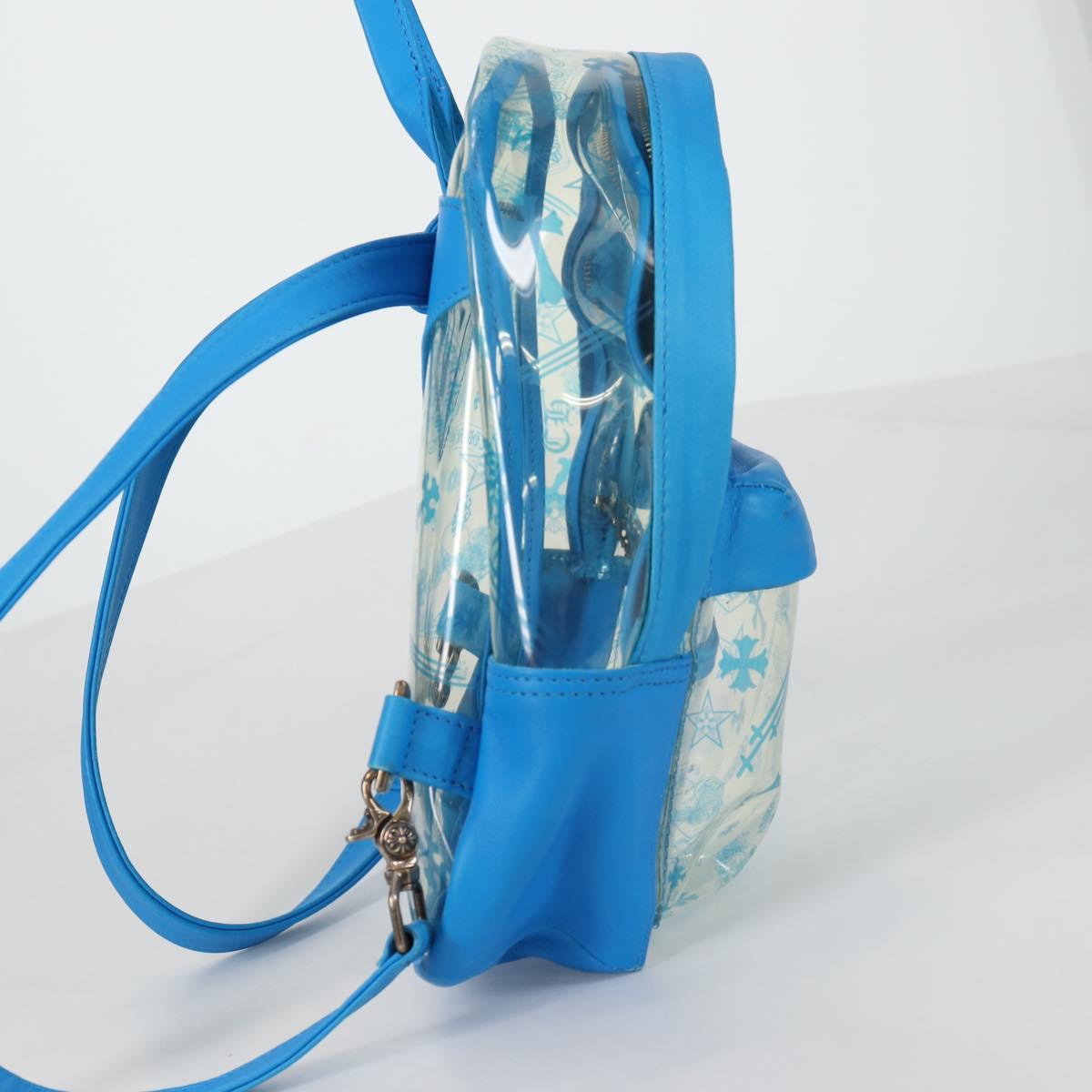 Chrome Hearts PVC BACK TO SCHOOL Backpack Vinyl Leather Blue Auth 134878SAM
