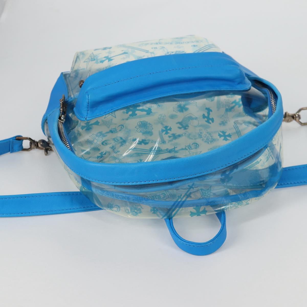 Chrome Hearts PVC BACK TO SCHOOL Backpack Vinyl Leather Blue Auth 134878SAM