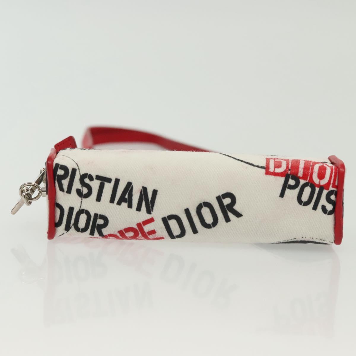 Christian Dior Lipstick case Cosmetic Pouch Canvas White Auth 134881