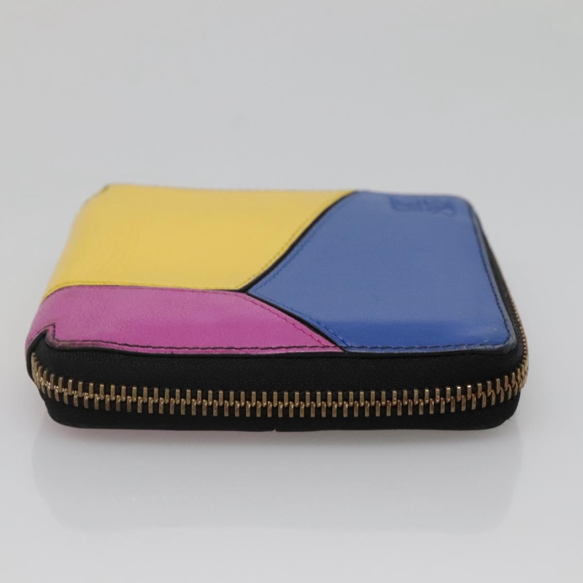 LOEWE Puzzle Anagram Compact Wallet Leather Yellow Auth 134882