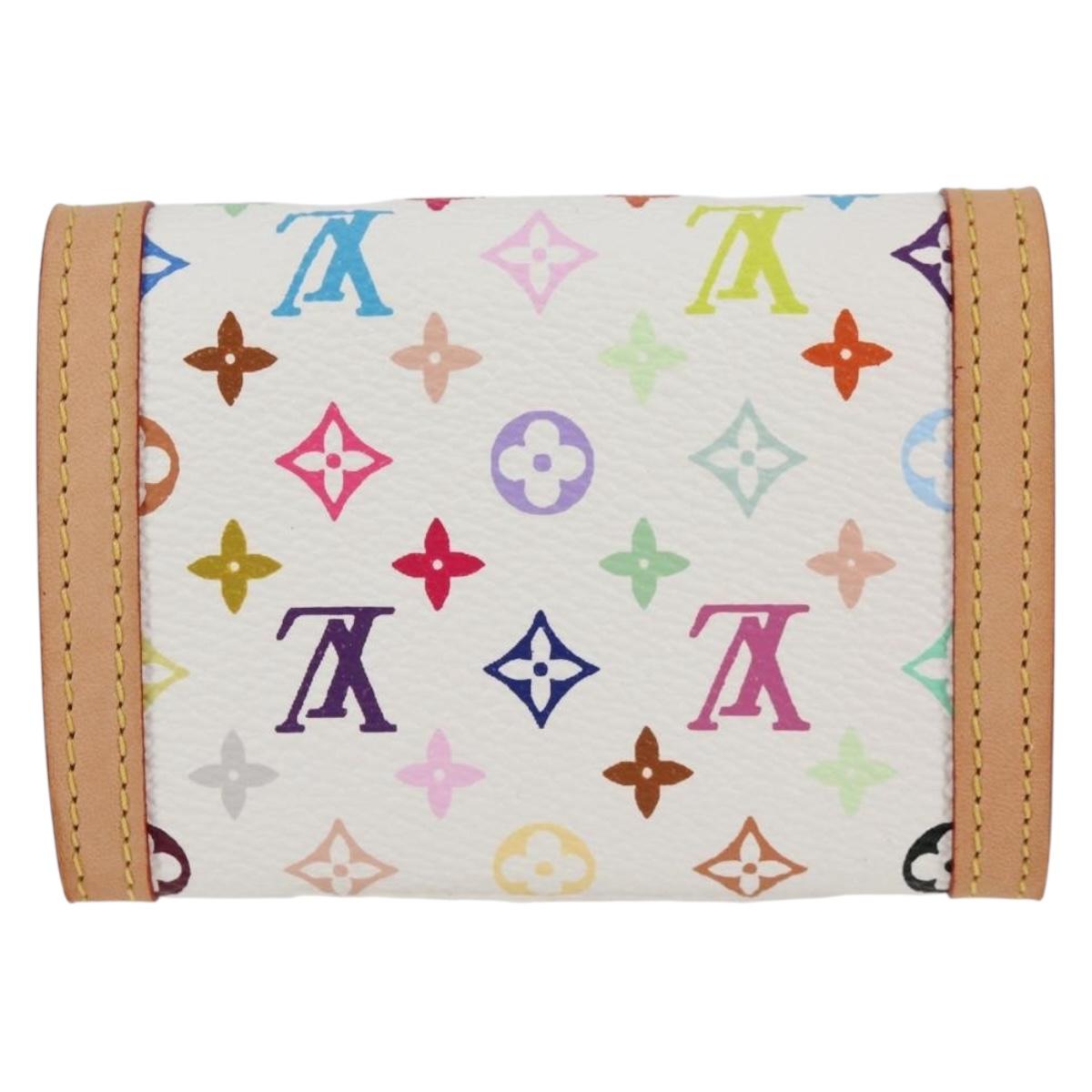 LOUIS VUITTON Multicolor Porte Monnaie Pla Purse White M92657 Auth 134887V