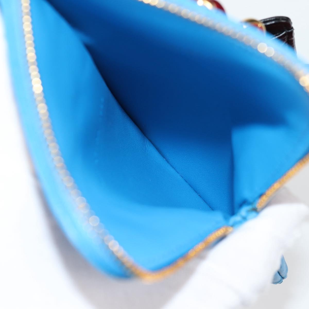 Christian Dior Canage Pouch Leather Blue Red black Auth 134892SAM