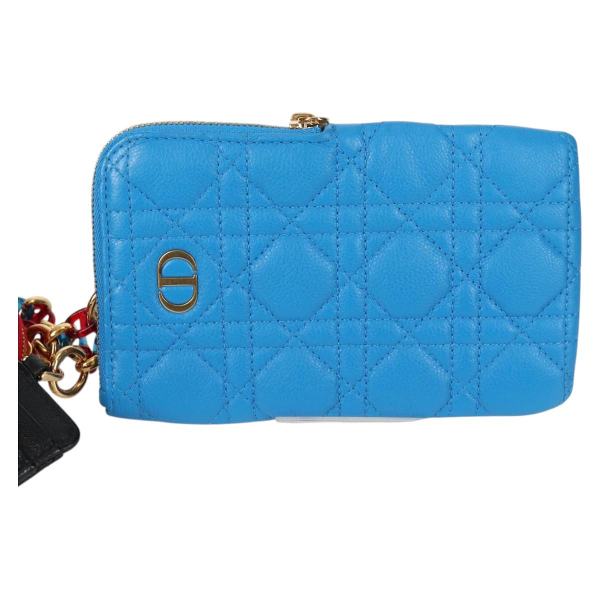 Christian Dior Canage Pouch Leather Blue Red black Auth 134892SAM