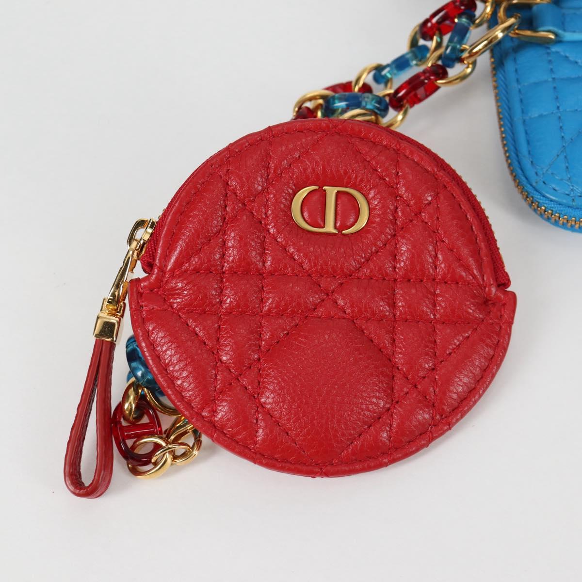 Christian Dior Canage Pouch Leather Blue Red black Auth 134892SAM
