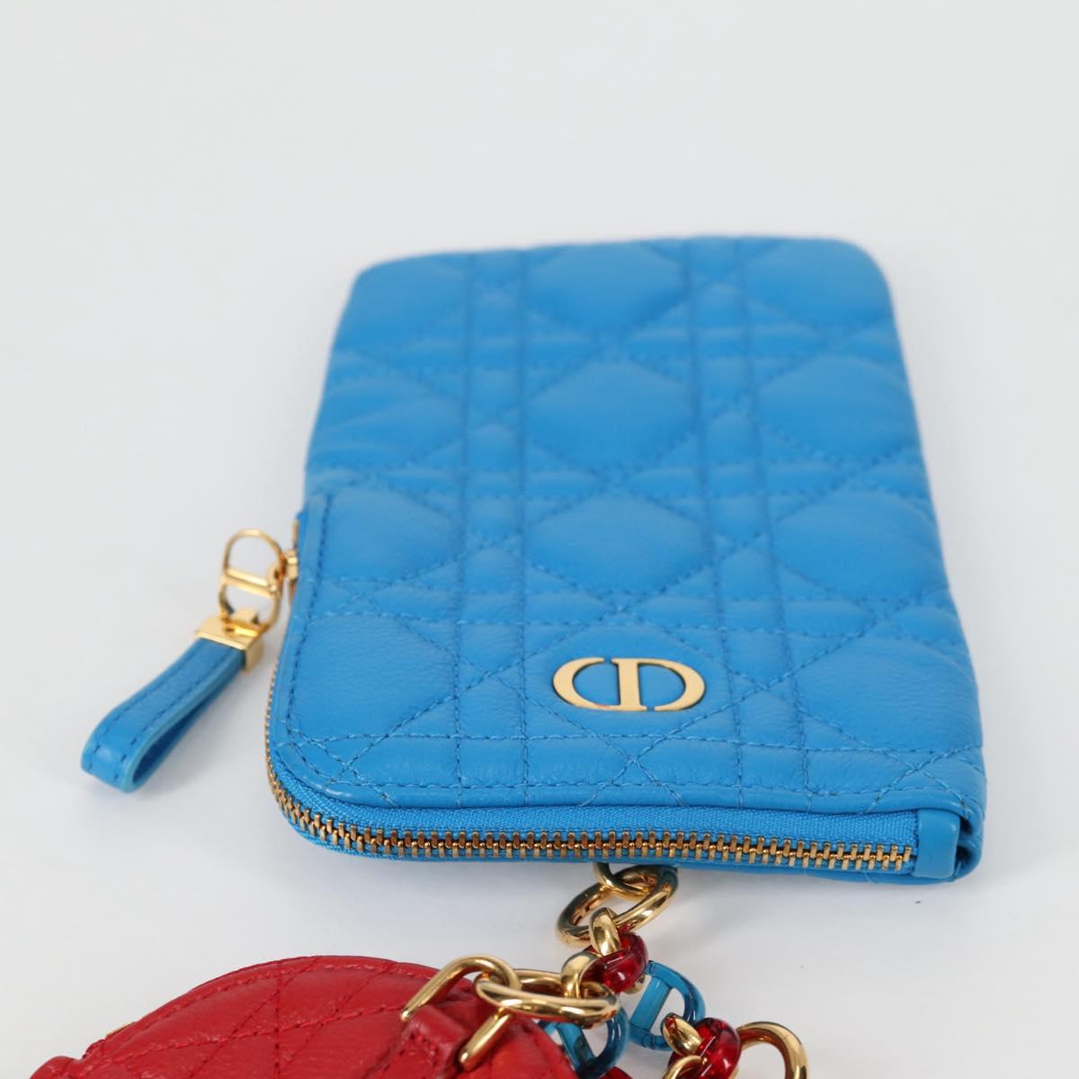 Christian Dior Canage Pouch Leather Blue Red black Auth 134892SAM