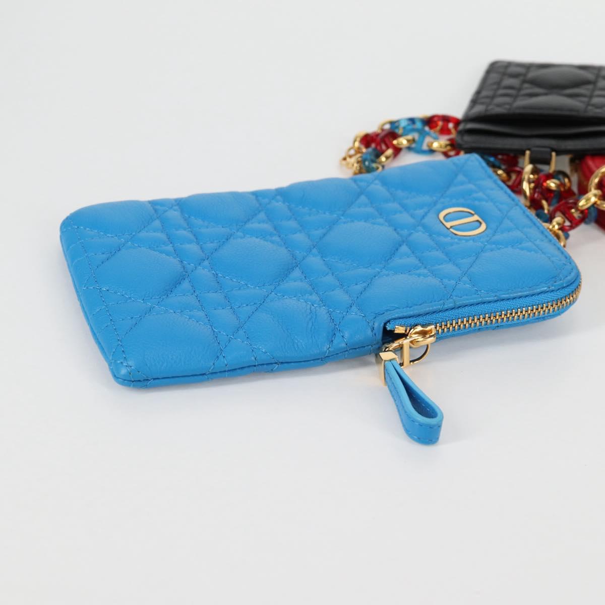 Christian Dior Canage Pouch Leather Blue Red black Auth 134892SAM