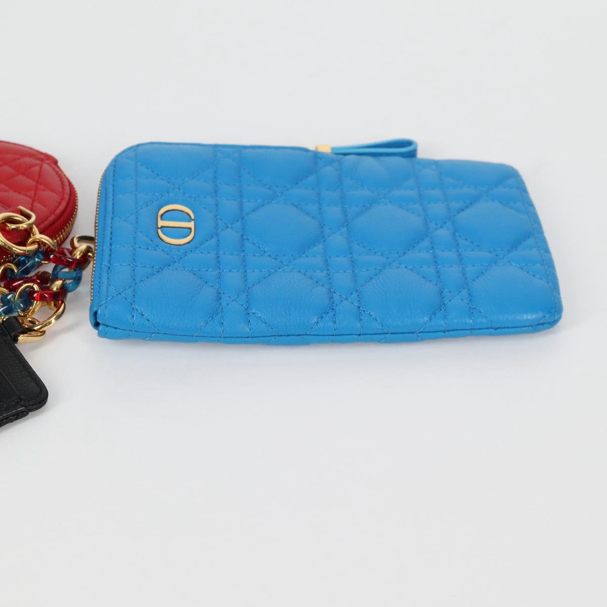 Christian Dior Canage Pouch Leather Blue Red black Auth 134892SAM