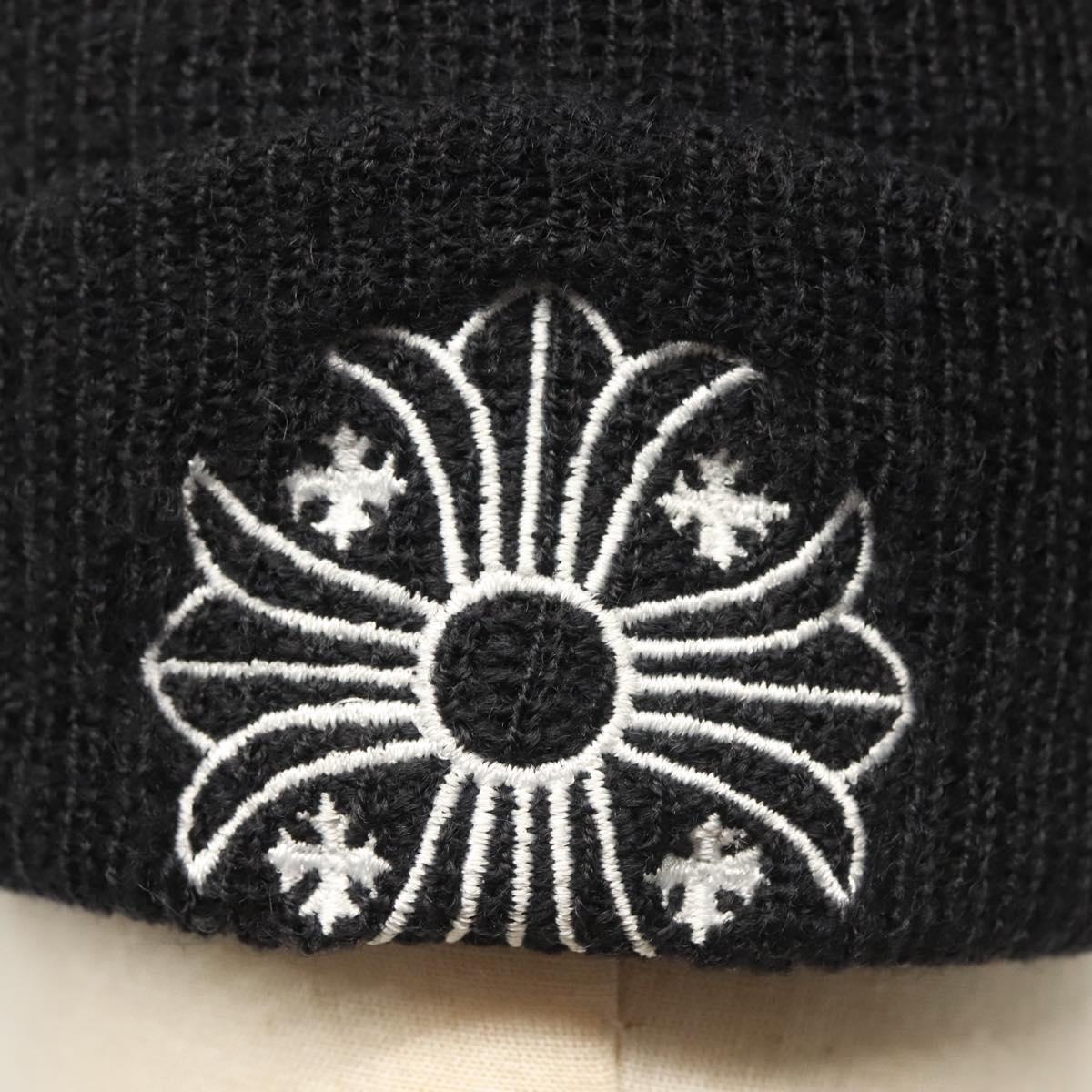 Chrome Hearts CH Plus Wool Watch Cap Knitted Fabrics Black Auth 134894M