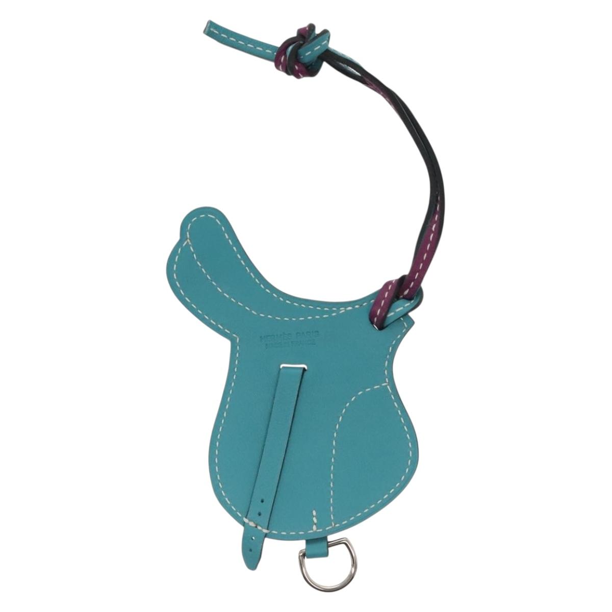 HERMES Paddock Cell Bag Charm Leather Purple Auth 134899M