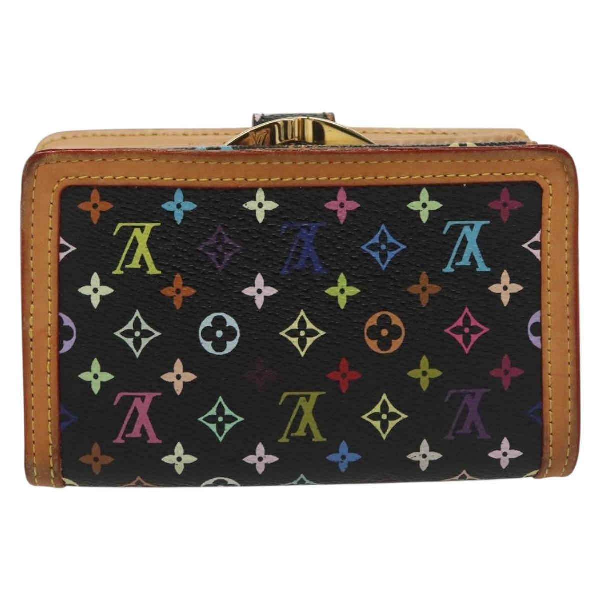LOUIS VUITTON Multicolor Portefeuille Viennois Wallet Black M92988 Auth 134906